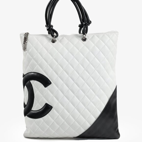 Chanel White & Black Quilted Medium Cambon Tote - Picture 2 of 12